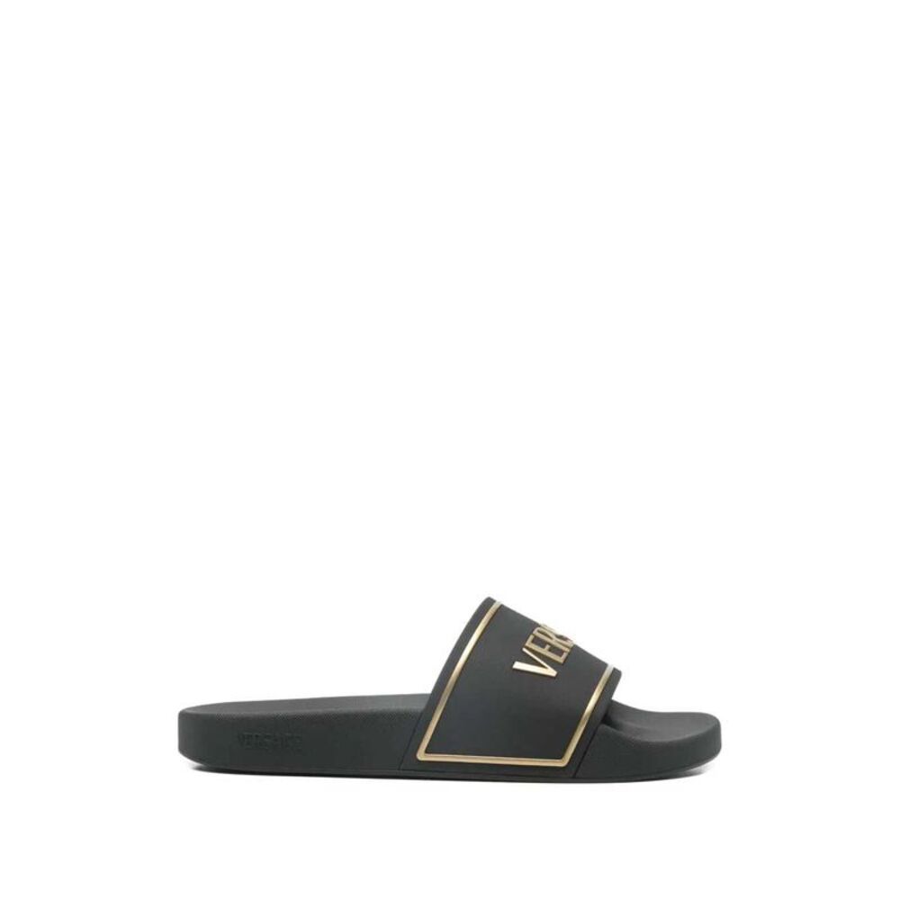 Versace Men Slide Sandals With Embossed Logo